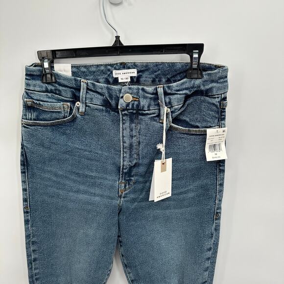 GOOD AMERICAN NWT Good Waist Crop Denim Jean in Blue799 // 10 - Picture 7 of 15